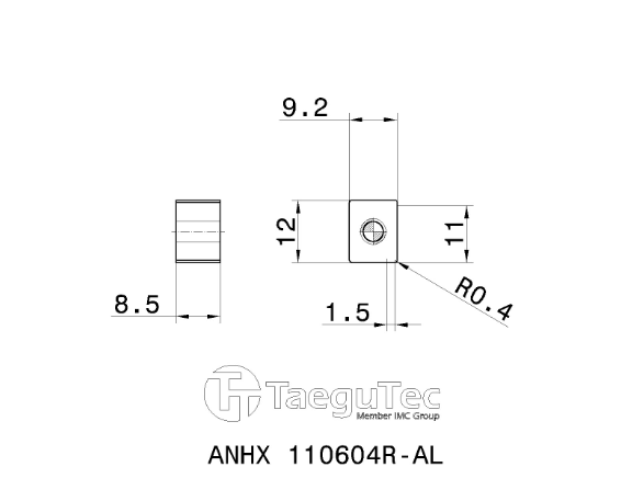 Пластина змінна твердосплавна фрезерна ANHX110608R-AL K10