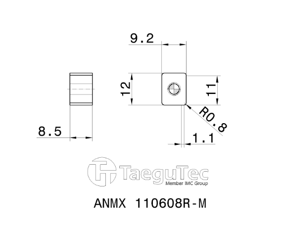 Пластина змінна твердосплавна фрезерна ANMX110608R-M TT9080