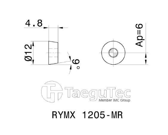 Пластина змінна твердосплавна фрезерна RYMX1205-MR TT9080