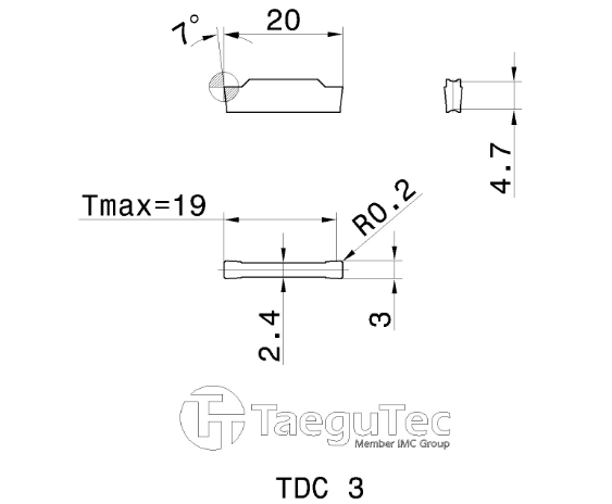 Пластина змінна твердосплавна канавкова TDC 3 TT9080
